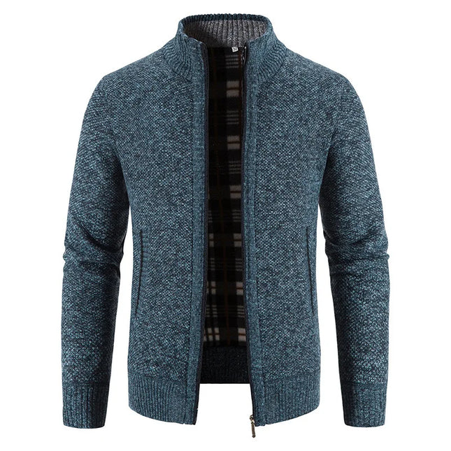 Men's Thickened Woolen Cardigan Coat Zipper Collar Knitted Sweater Autumn Winter New Style Fashion Urban Youth Casual Knitwear