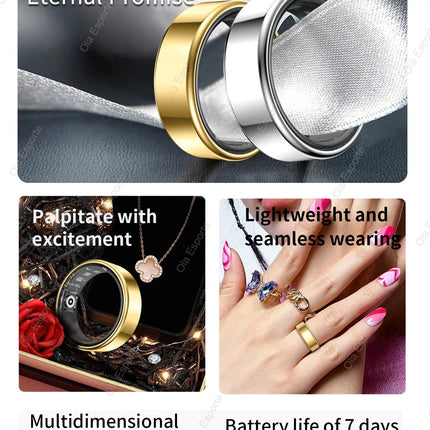 Smart Rings Steps Heart Rate Blood Oxygen Saturation Sleep Distance Calories IP68 Smart Ring Waterproof Multi-sport Mode Tracker