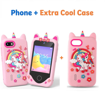 Smartphone Toy Kids with 44 Puzzle Games Dual Camera MP3 Player, Touchscreen Learning Toy Phone with Case for Boys Girls Gifts