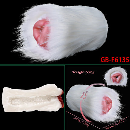 GEEBA Dual Channel Fantasy Furry Masturbation Sleeve For Men Pocket Pussy Silicone Male Masturbator In Fur Adult Sex Toys Supply