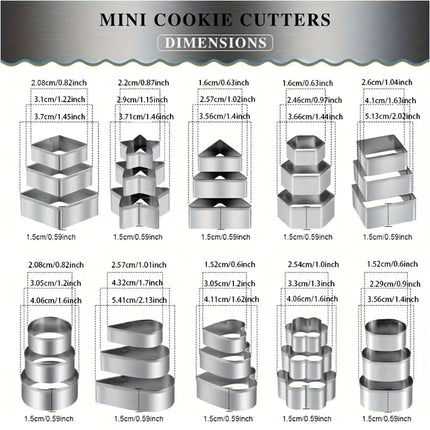 30Pcs Mini Cookie Cutter Set With Box Stainless Steel Sugar Biscuit Veggie Cutters Cookie Fondant Cake Pastry Mold Baking Tool