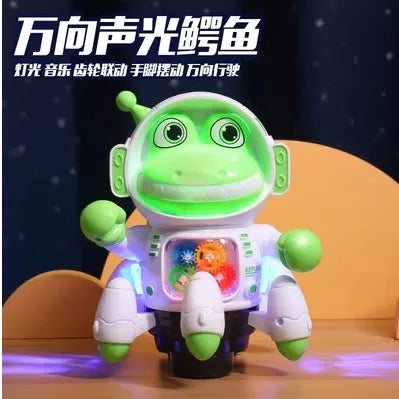 Electric space crocodile toy for children to sing and dance, 1-3 year old baby puzzle, omnidirectional walking fish