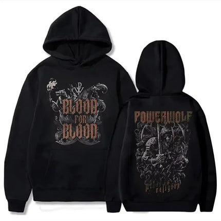 Power Meta Rock Band Powerwolf Graphic Print Hoodie Men Women Oversized Pullover New Fashion Streetwear Hip Hop Style Sweatshirt