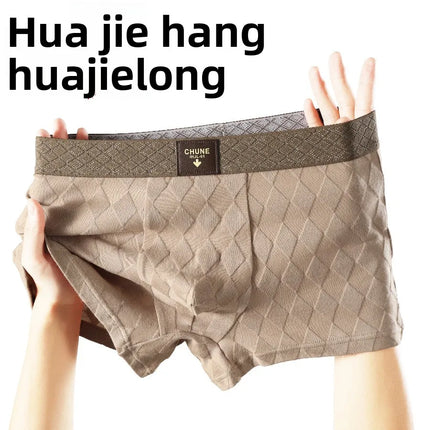 3 Pack Huajielong Men Cotton Boxer Briefs Breathable Comfortable Underwear Solid Color