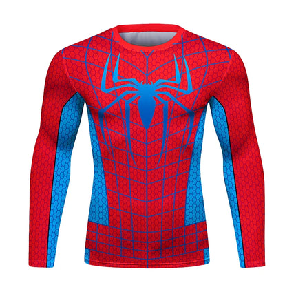Gym Compression Shirts for Men Long Sleeve Comics Spider Cosplay T-Shirt Marvel Top Elastic Fitness Sportwear Halloween Clothes