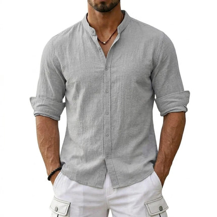 New Men's Cotton Linen Shirts for Men Casual Luxury Hawaiian Shirts Lightweight Long Sleeve Henley Beach Shirts T-Shirts for Men