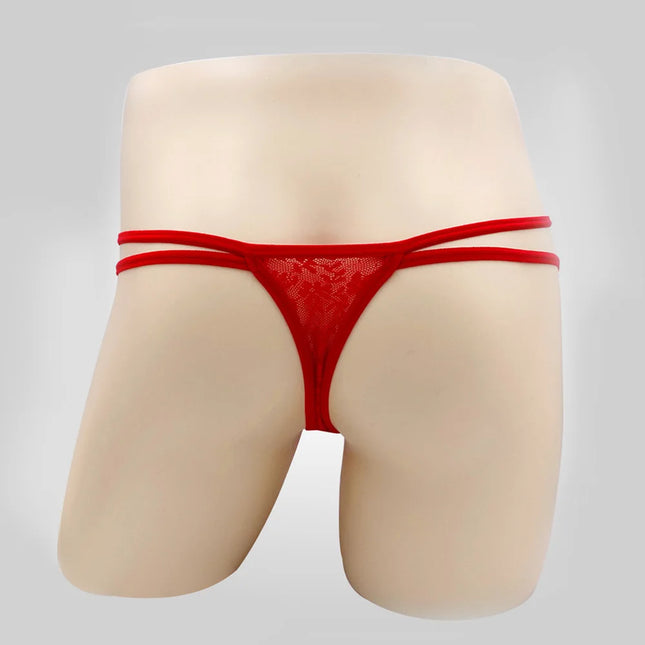 Men's Transparent Thongs Lace Flower Pattern U Pouch Convex Underwear Seamless Hollow Ventilate Male Lingerie