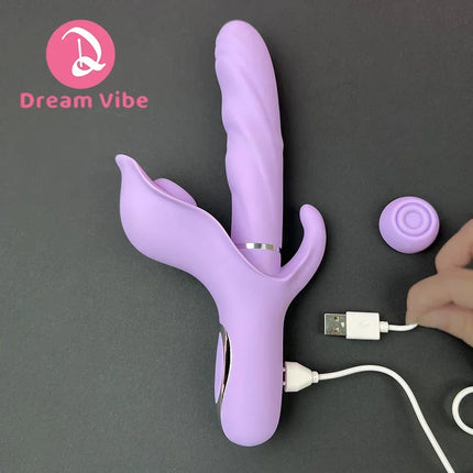 Luna Bloom Multi-funciton Rabbit Vibrator Triple Stimulator Clit G-Spot Anal New Big Erotic Sex Toy Women Pleasure Penetration
