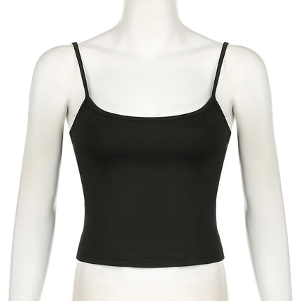 Basic Solid Camis Summer Casual Sleeveless Spaghetti Strap Top Women Harajuku All-match Cropped Tops y2k Vintage Clothing