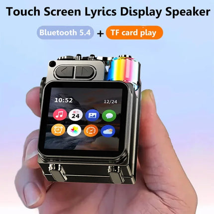 Bluetooth Speaker Smart Touch Screen Mini Portable Audio Player Wireless Handsfree Call MP3 Music Box Support TF Play APP Contro