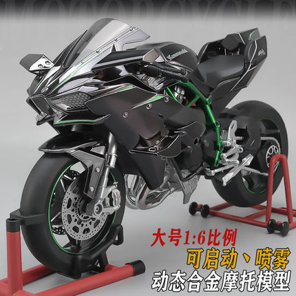 Spray 1:6 Kavvasaki Racing Ninja 500 H2R Motorcycle Simulation Sound Light   Fast And Furious Kid Gift Collection  value Display