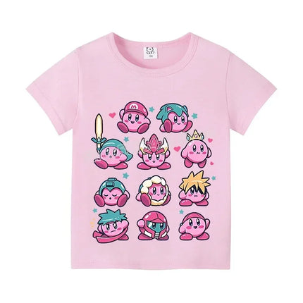 Star Kirbys Summer Short Sleeve Kid Cute T-shirt Colorful Tops Baby Cartoon Fashion Tee Kawaii Game Boy Girl Casual Clothes Gift