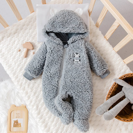 Baby Autumn Winter Plush Crawling Suit Cartoon Bull Design Soft Warm Cloud-like Wrap Sensation for Babies