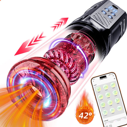 Automatic Heated Telescopic Sucking Masturbator Cup Blowjob Pocket Thrusting Rotating Masturbation Sex Toys for Adult Men
