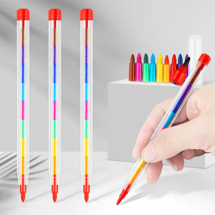 Building Block Crayons 10 Colors Children's Doodle Painting Coloring Creative Painting Crayons Non-Messy Removable Crayons