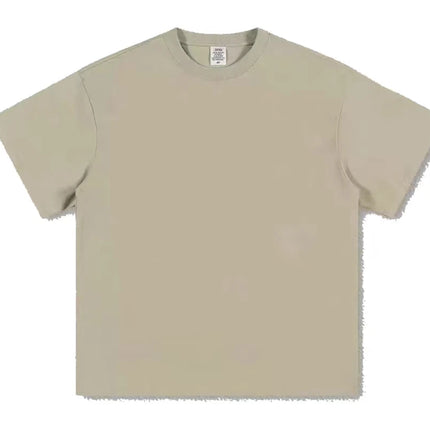 Black White GSM 500g Heavy-duty Pure Cotton T-shirt Thickened Threaded Round Neck Short Sleeves Three Needle Half Sleeve Tees