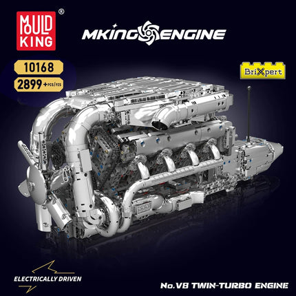 Mould King 10168 Technical Car Engine Toys The V8 Tmin-Turbo Engine Building Block Assembly Engine Brick Set Kids Christmas Gift