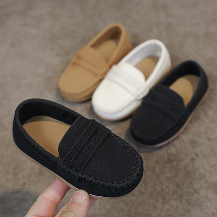 Boys Moccasins Shoes Fashion Solid Color Kids School Causal Shoes Breathable Non-slip Children Slip-on Flats Loafers Size 21-30