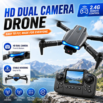 ZNLYRION RC Drone with Screen Remote Control 4K Dual Camera Optical Flow Positioning Obstacle Avoidance Foldable FPV WIFI APP Control One Key Return 360° Flip Quadcopter Toy for Beginners