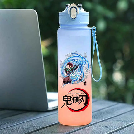 Demon Slayer  Straw Cup 750ML Children's Large Capacity Portable Kamado Nezuko Sports Plastic Bottle Anime Gradient Drinking