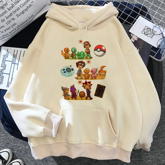 digimon hoodies men long sleeve top graphic y2k aesthetic sweatshirts men Korean style tracksuit