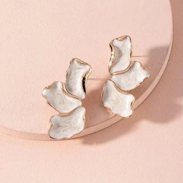 Cefiri Gold Plated Irregular Petal Earring For Women Unique Statement Flower Dangle Earrings Trendy Jewelry Gift