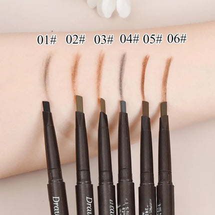 Double Ended Eyebrow Pencil Rotatable Triangle Eye Brow Pen Sweatproof Waterproof Smooth Lasting Beauty With Brush Makeup Tool