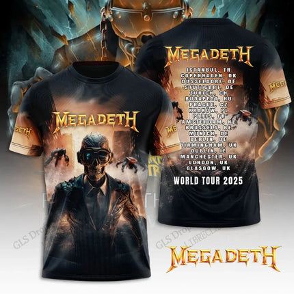 Heavy Metal Rock Band Megadeth 3D Print T-Shirt Tops Women's Sports Large Size Tops Tees Summer T-Shirt Kids Clothing Band T-Shirt