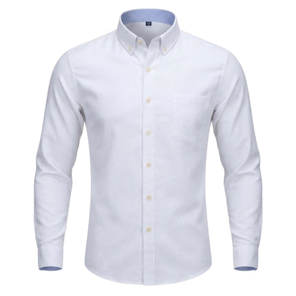 Men's Long-Sleeved Shirt Made of Oxford Fabric, Suitable for All Seasons, Trendy and Versatile, Perfect for Daily Office Wear.