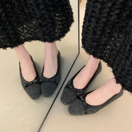 Fur Lining Women Flats Shoes Concise Round Toe Butterfly-knot Shoes Comfort Soft Sole Outdoor Shoes 2026 Spring Autumn Loafer