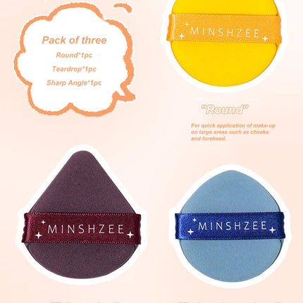 3Pcs Makeup Sponge Puff Set Soft Cotton Face Base Cushion Puffs Washable Velvet Makeup Puff Concealer Foundation Cosmetics Tools