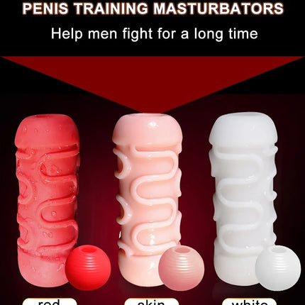 Male Masturbator Cup Penis Trainer with Sucking Ball Realistic Vagina Penis Massage Reusable Masturbator Oral Sex Toys for Men