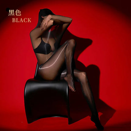 Full Body Stockings Oil Shiny Smooth Crotchless Pantyhose High Elastic Couple Sleepwear Bag Cosplay Binding Erotic Lingerie