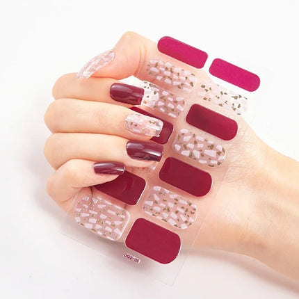UV Semi-Cured Gel Nail Wraps Stickers Strips French Long Lasting Full Cover LED Gel Semi Cured Nail Sliders For Nail Extension