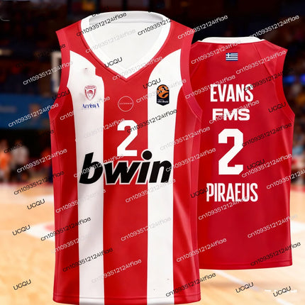25/26 New Arrivals Olympiacos Athens Basketball Jersey Greek Adult Men's Basketball Quick-drying Vest Fan Special Jersey Set