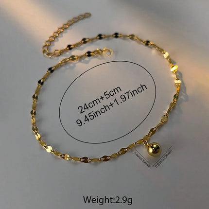 DGIDDK Stainless Steel Chain Fortune Beads Pendant Female Anklet New Fashion Versatile Commuting Personality Simple Anklet