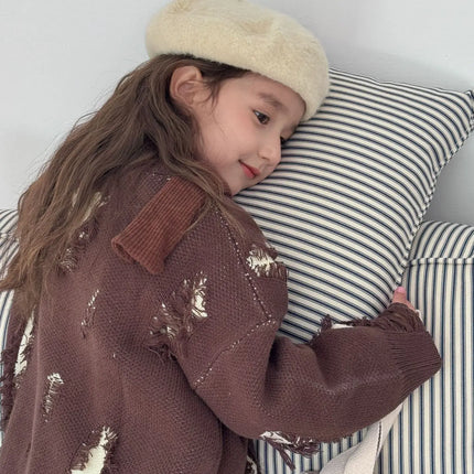 2025 autumn new Korean children's design  sweater jacket fashion knitted cardigan for boys and girls