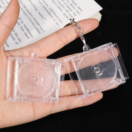 10PCS Peripheral Commemorative Blank Album Mini CD Case DIY Keyring Hanging Decoration CD Player Pendant Key Chains