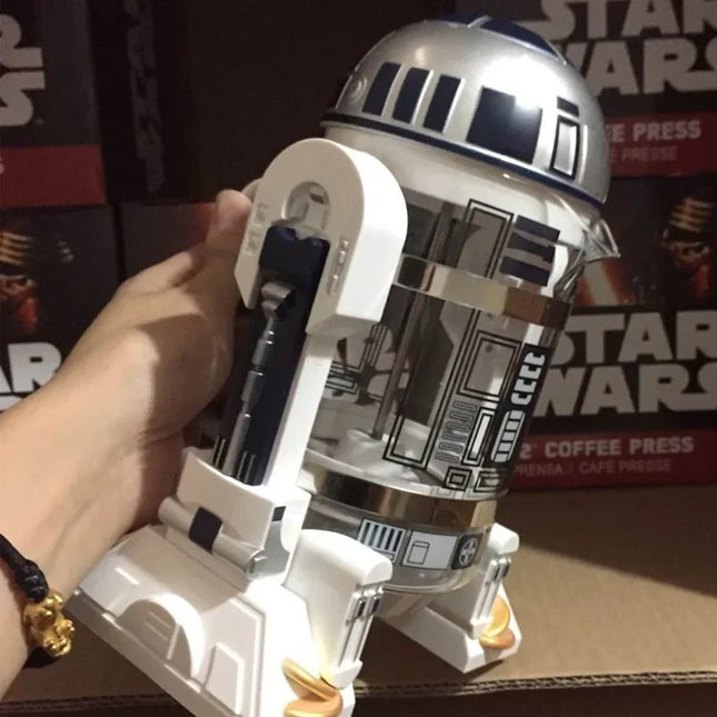 Star Wars R2-D2 960ml Moka Hand Coffee Maker Cartoon Robot Office Home Manual Thermal Stainless Steel Pressing Mini Coffee Pot