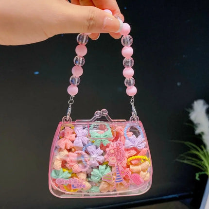 Fashion Cute Cartoon Hair Ropes Sweet High Elastic Rubber Bands Headwear with Handheld Box Bow Hair Ties for Kids