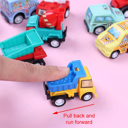 6Pcs/set Pull Back Car Toy Set Mini Inertial Engineering Vehicles for Kids Cartoon Cute Style Play Vehicles Children Gifts TMZ