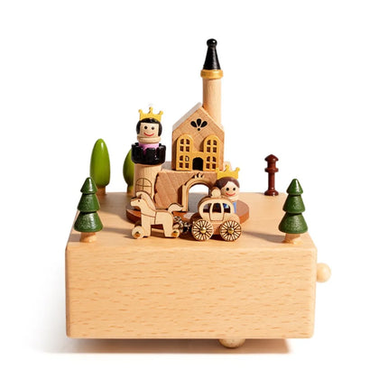Wooden Material Wooden Carousel Music Box Ballet Dancing Girl Rotating Carousel Rotatable Music Box Vintage Style Retro Design