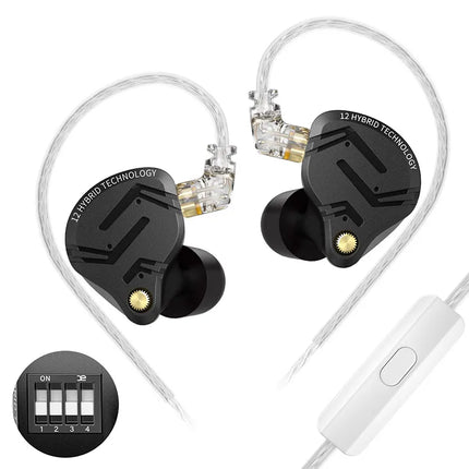 KZ ZS12 PRO X In Ear Wired Earphones 1DD 5BA Hybrid Drive HIFI Powerful Bass Music Headphones Sport Noise Cancelling Earbuds