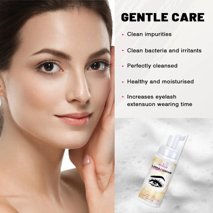 50ml Gentle Eyelash Cleansing Mousse - Rich Foam - Eyelash Care Shampoo - Non-irritating, Safe, False Eyelash Glue Remover