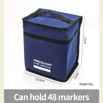 FINECOLOUR Large Capacity Zipper Pen Bag Art Markers Canvas Storage Navy Blue Bag Hold With base 120/168/240Pcs Markers Pen