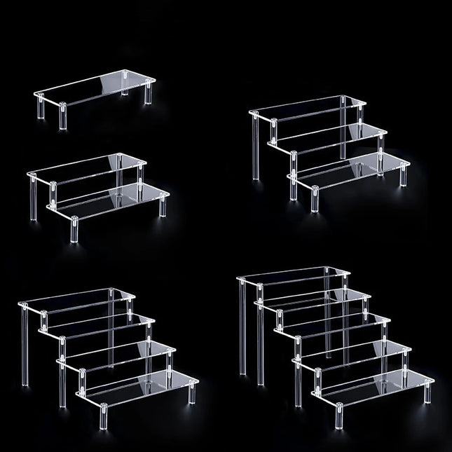 1-5 Tier Acrylic Display Stand Perfume Doll Clay Figurine Blind Box Storage Rack Transparent Ladder Makeup Organization W-2
