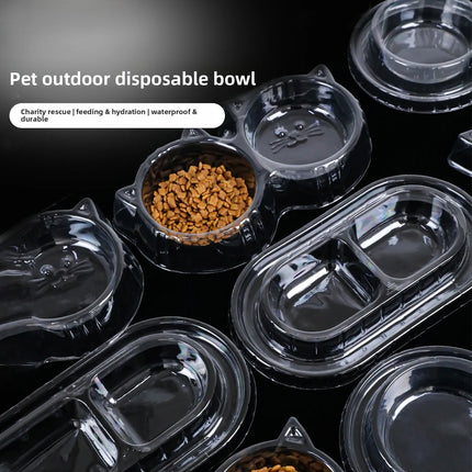 Disposable Cat Bowl Outdoor Ant-Proof Pet Bowl Lightweight Recyclable Plastic Stray Cat and Dog Feeding Round Bowl