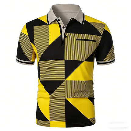European and American 3D Digital Print Men's Short-sleeved Polo Shirt Colorful Pattern Comfortable and Breathable Fashion Top