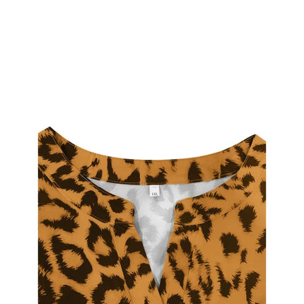 Plus Size New Women's Leopard Print Blouse Stylish Casual Shirt Single-Breasted Women's Tops
