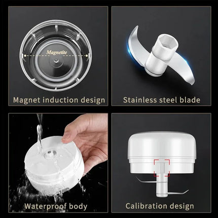 Electric Mini Garlic Chopper 100ML/250ML Food Chopper Garlic Mincer USB  Portable Small Food Processor for Vegetables